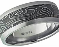 Titanium Damascus Steel Ring 5701